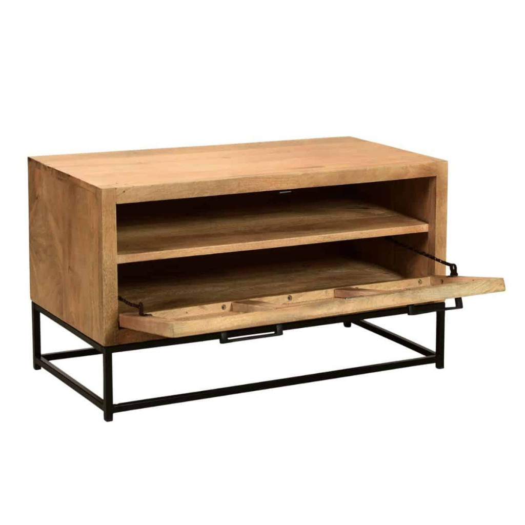 Schuhschrank  Modern Massivholz Metall Rattan Mango Hellbraun