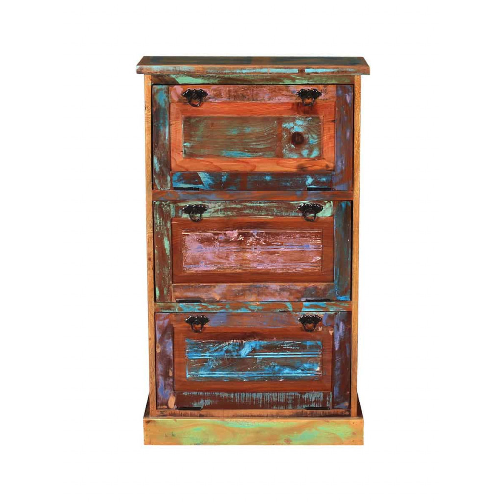 Schuhschrank  Shabby Chic Massivholz Metall Recycletes Holz Braun