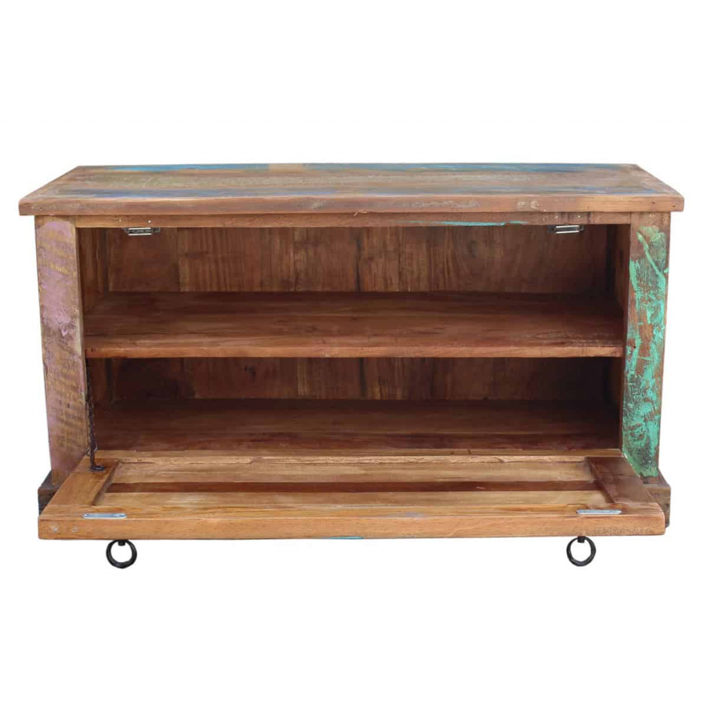 Schuhschrank  Shabby Chic Massivholz Metall Recycletes Holz Braun