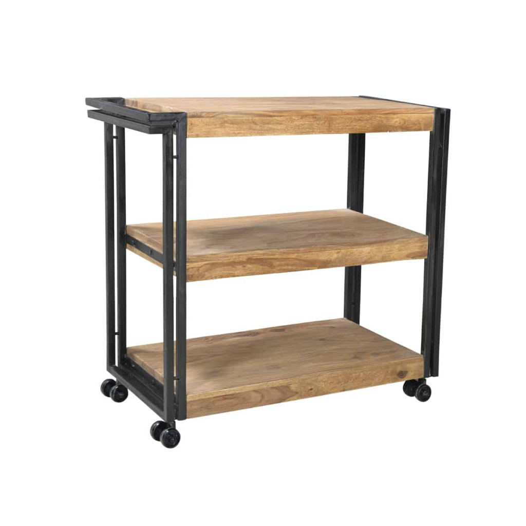 Servierwagen Madras Modern Massivholz Metall Akazie Braun