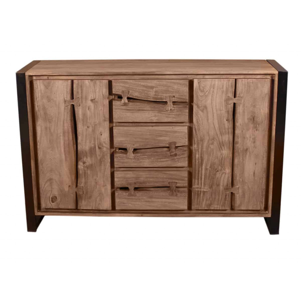 Sideboard  Modern Massivholz Metall Akazie Akazie natur