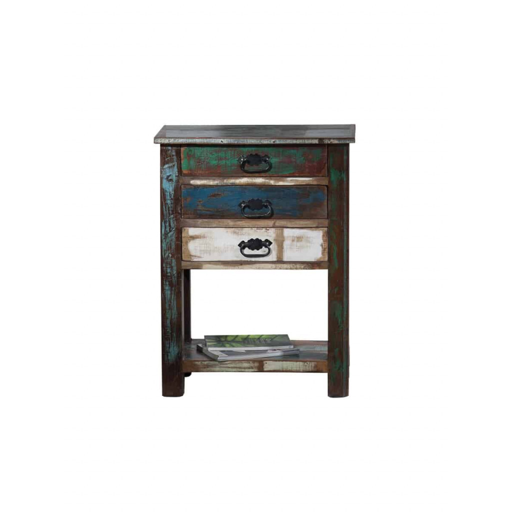 Telefontisch  Shabby Chic Massivholz Recycletes Holz Braun