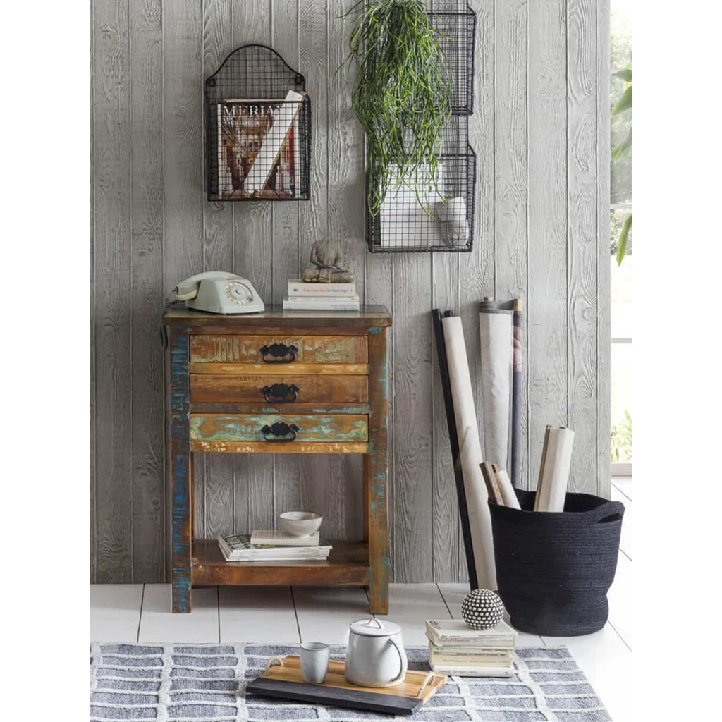 Telefontisch  Shabby Chic Massivholz Recycletes Holz Braun