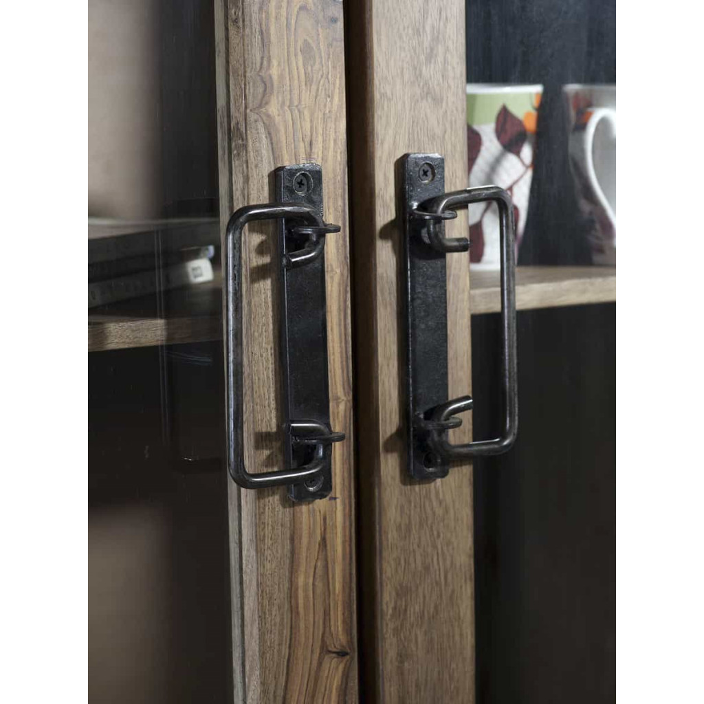 Vitrine Madras Modern Massivholz Metall Akazie Braun