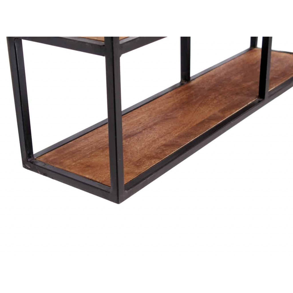 Wandregal Madras Modern Massivholz Metall Mango Braun