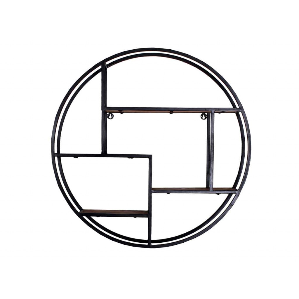 Wandregal Madras Modern Massivholz Metall Mango Braun