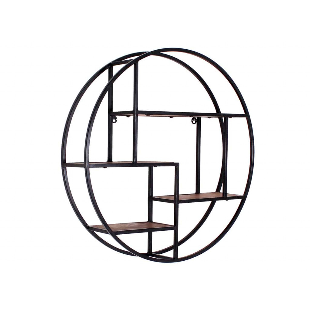 Wandregal Madras Modern Massivholz Metall Mango Braun