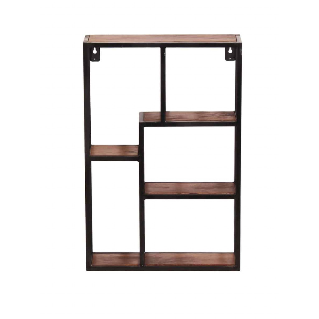 Wandregal Madras Modern Massivholz Metall Mango Braun