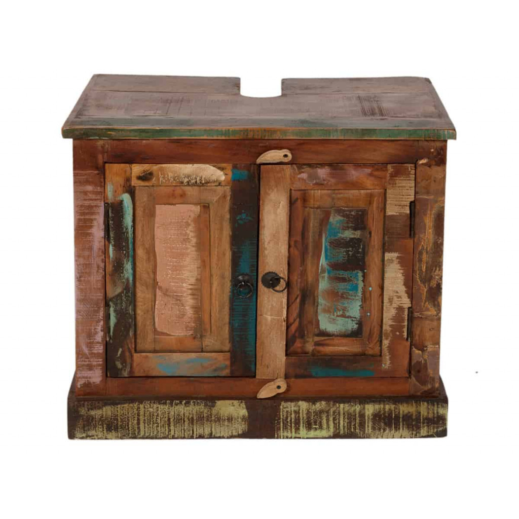 Waschbeckenunterschrank  Shabby Chic Massivholz Recycletes Holz Braun