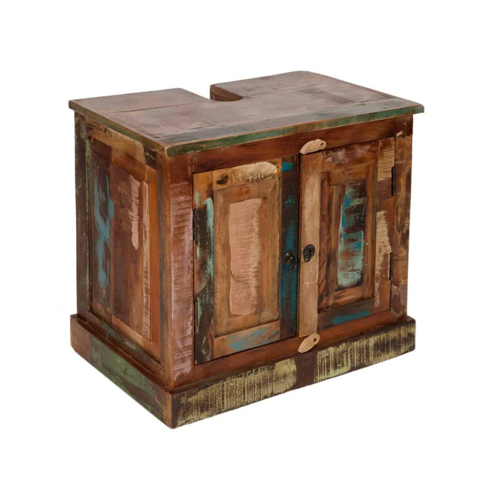 Waschbeckenunterschrank  Shabby Chic Massivholz Recycletes Holz Braun