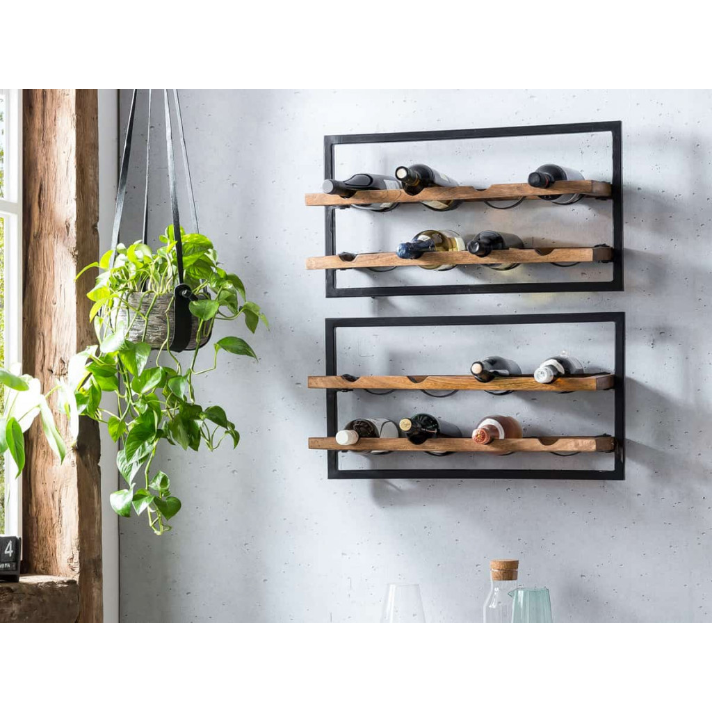 Weinregal Madras Modern Massivholz Metall Mango Braun