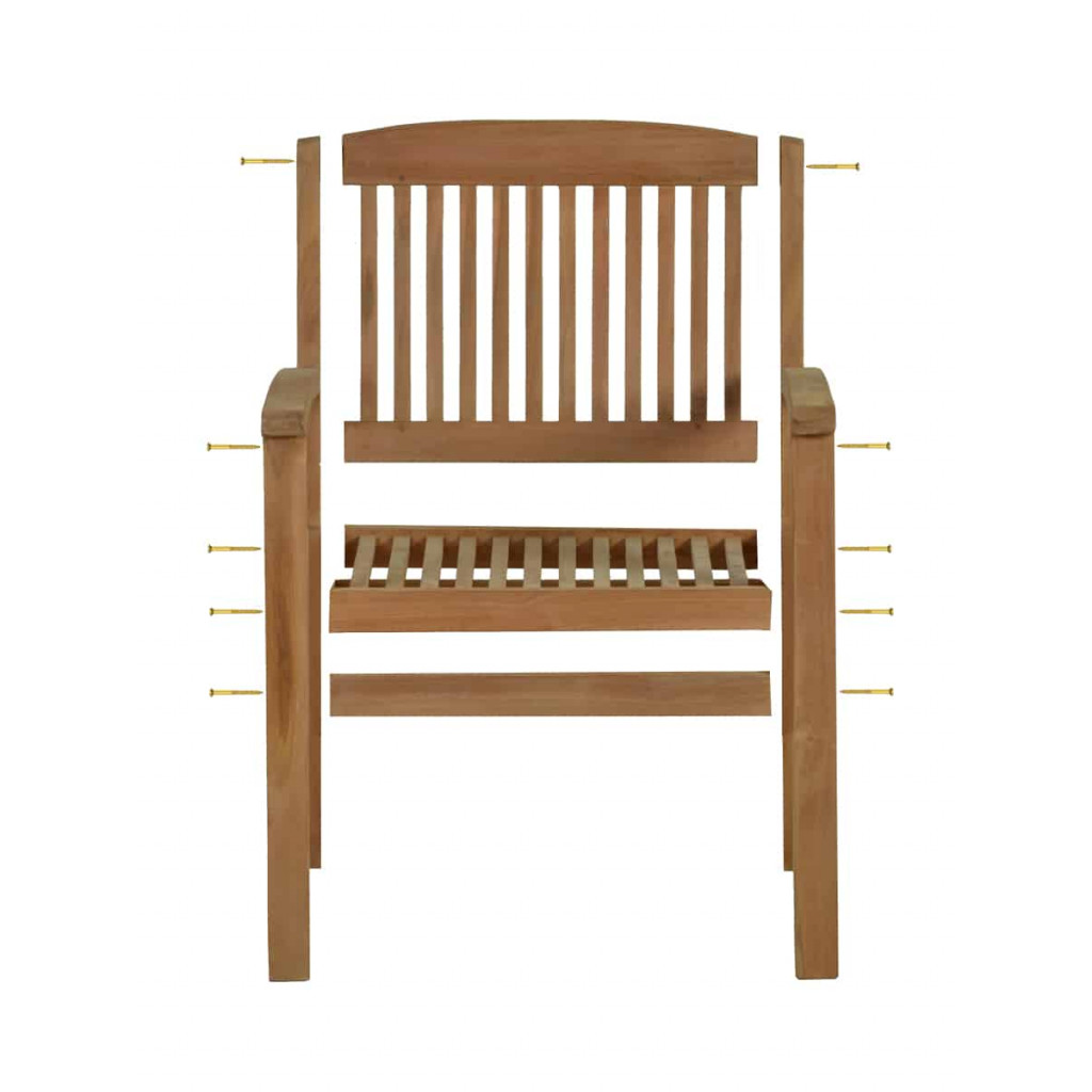 Gartenstuhl  Gartenmöbel Outdoor Modern Massivholz Teak Honig