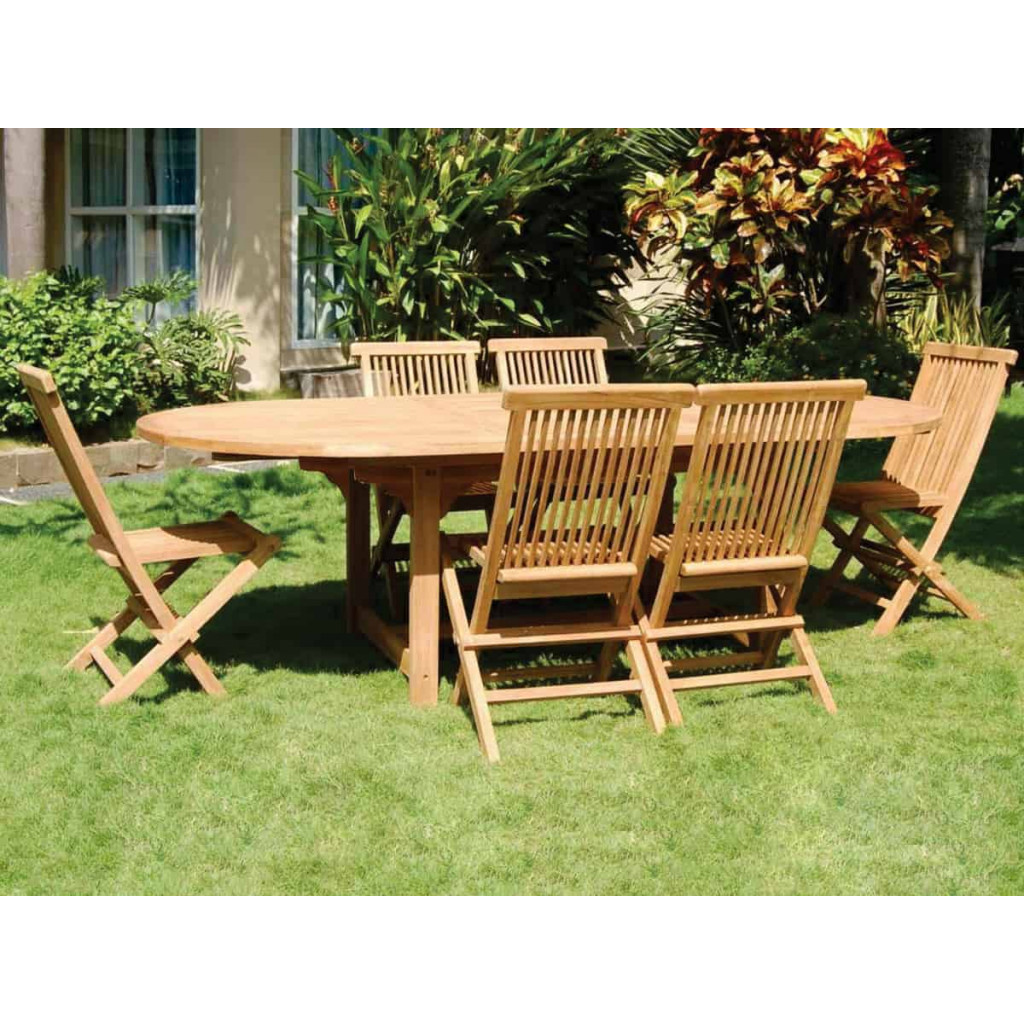 Gartentisch  Gartenmöbel Outdoor Modern Massivholz Teak Honig