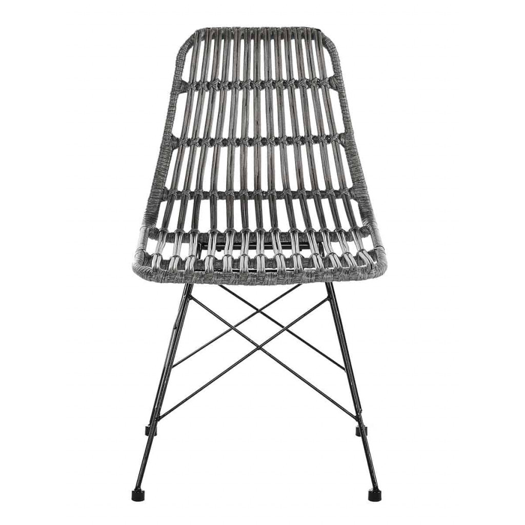 Esszimmerstuhl  Modern Metall Polyrattan Grau