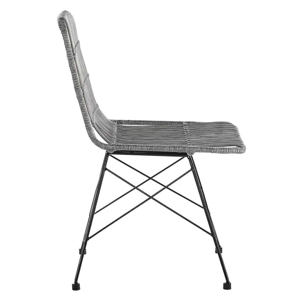 Esszimmerstuhl  Modern Metall Polyrattan Grau