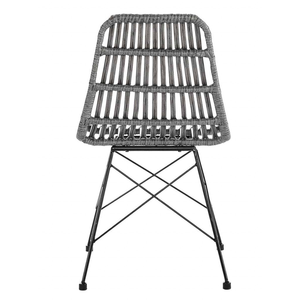 Esszimmerstuhl  Modern Metall Polyrattan Grau