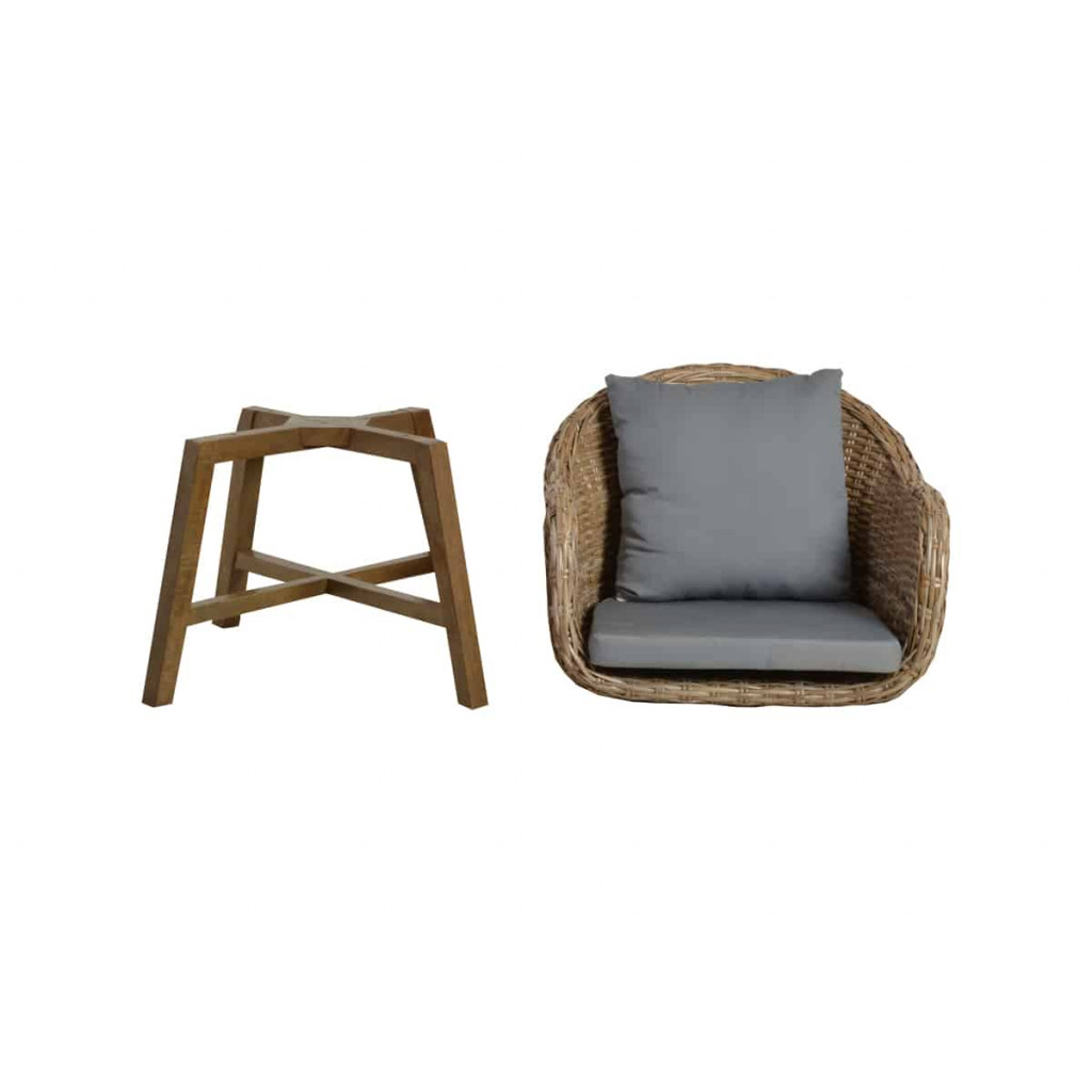 Armlehnstuhl  Modern Mango Kubu-grau