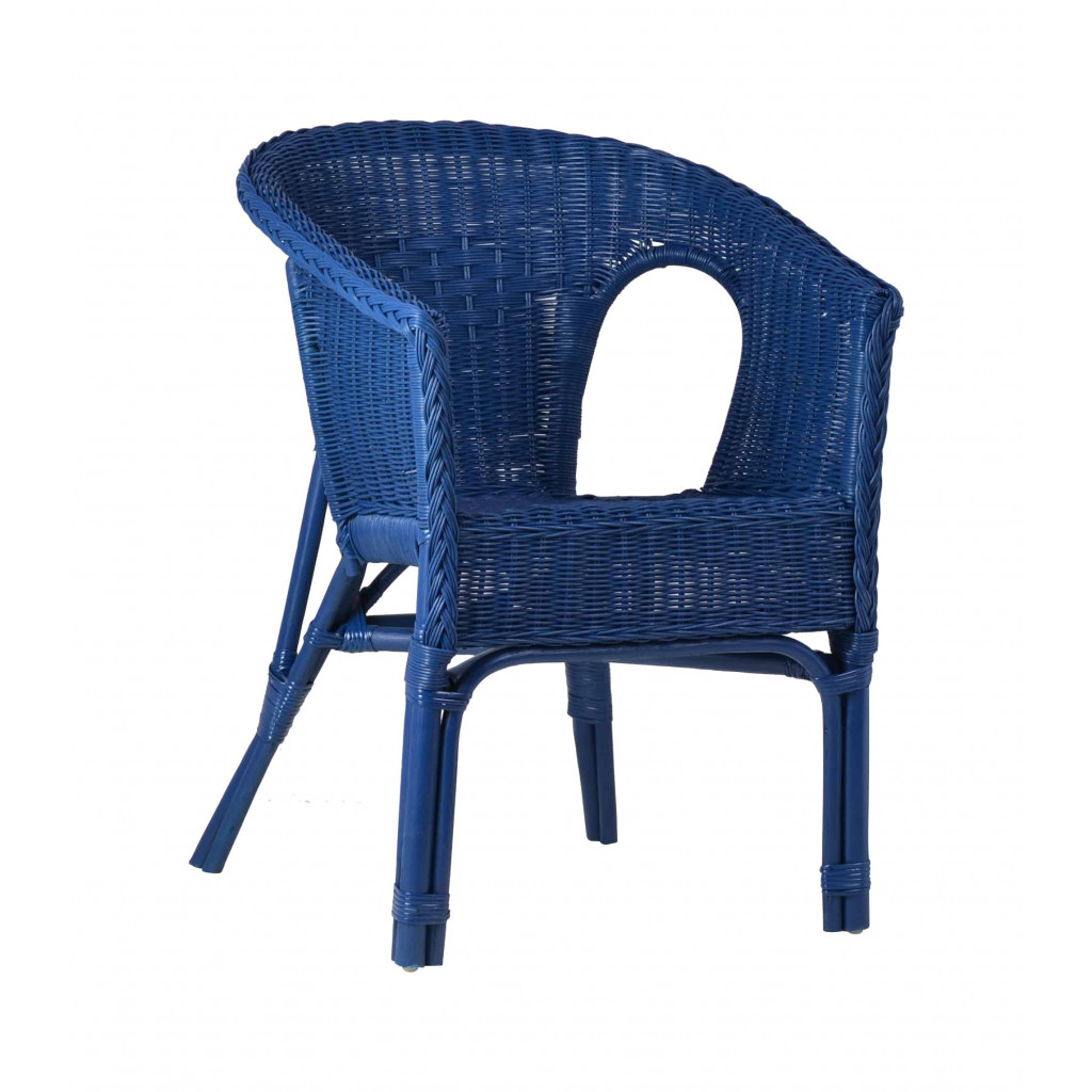 Armlehnstuhl Rattan Landhaus Blau