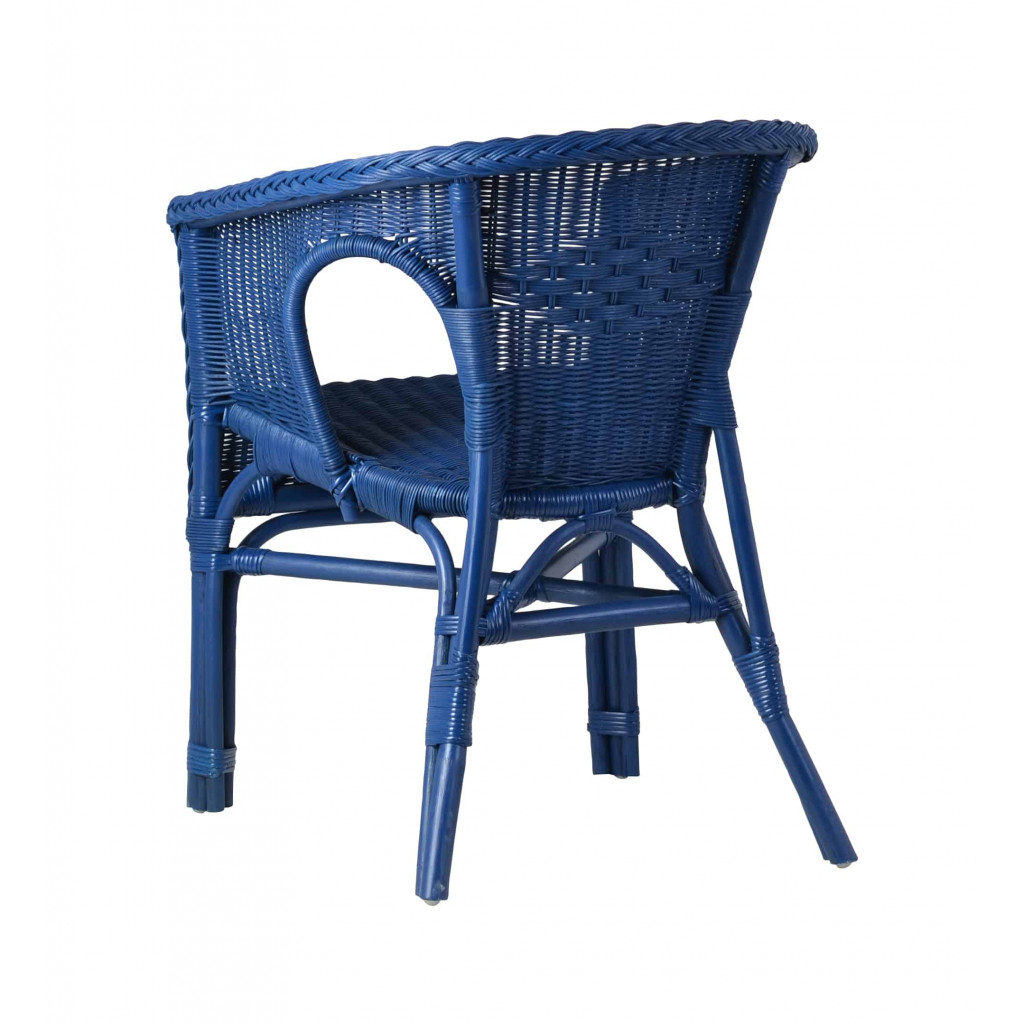 Armlehnstuhl Rattan Landhaus Blau