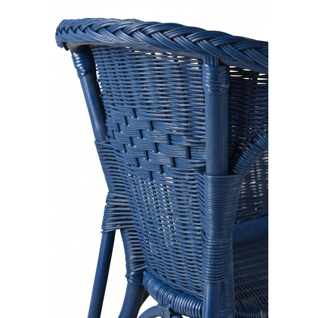 Armlehnstuhl Rattan Landhaus Blau