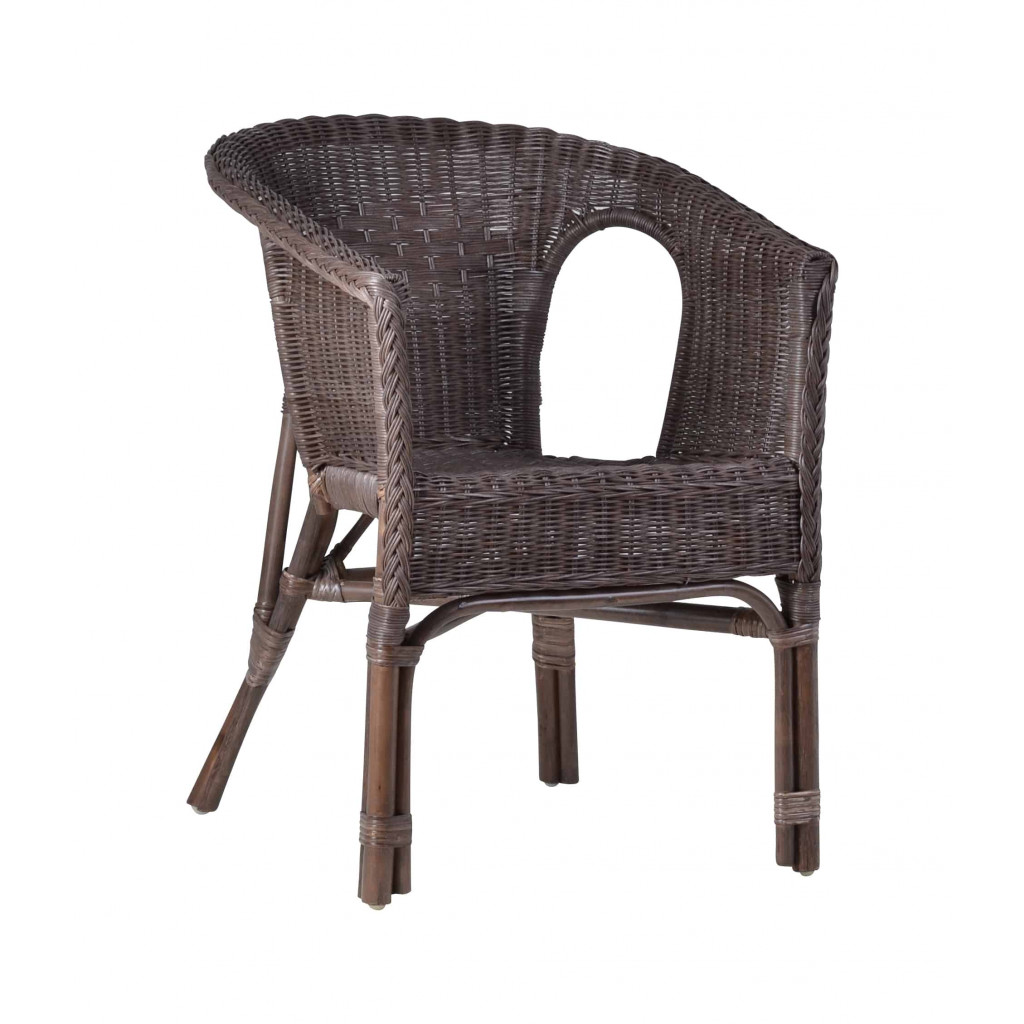 Armlehnstuhl Rattan Landhaus Braun