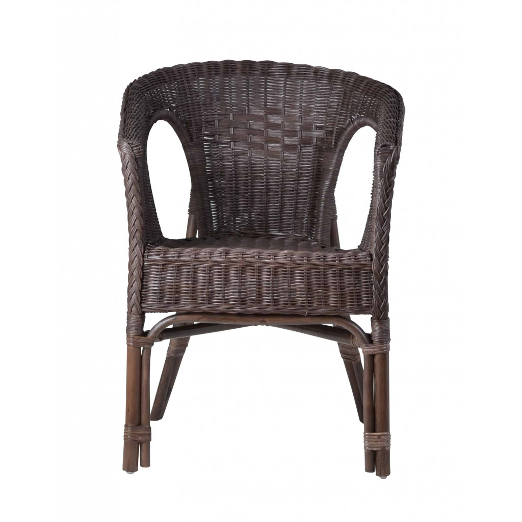 Armlehnstuhl Rattan Landhaus Braun
