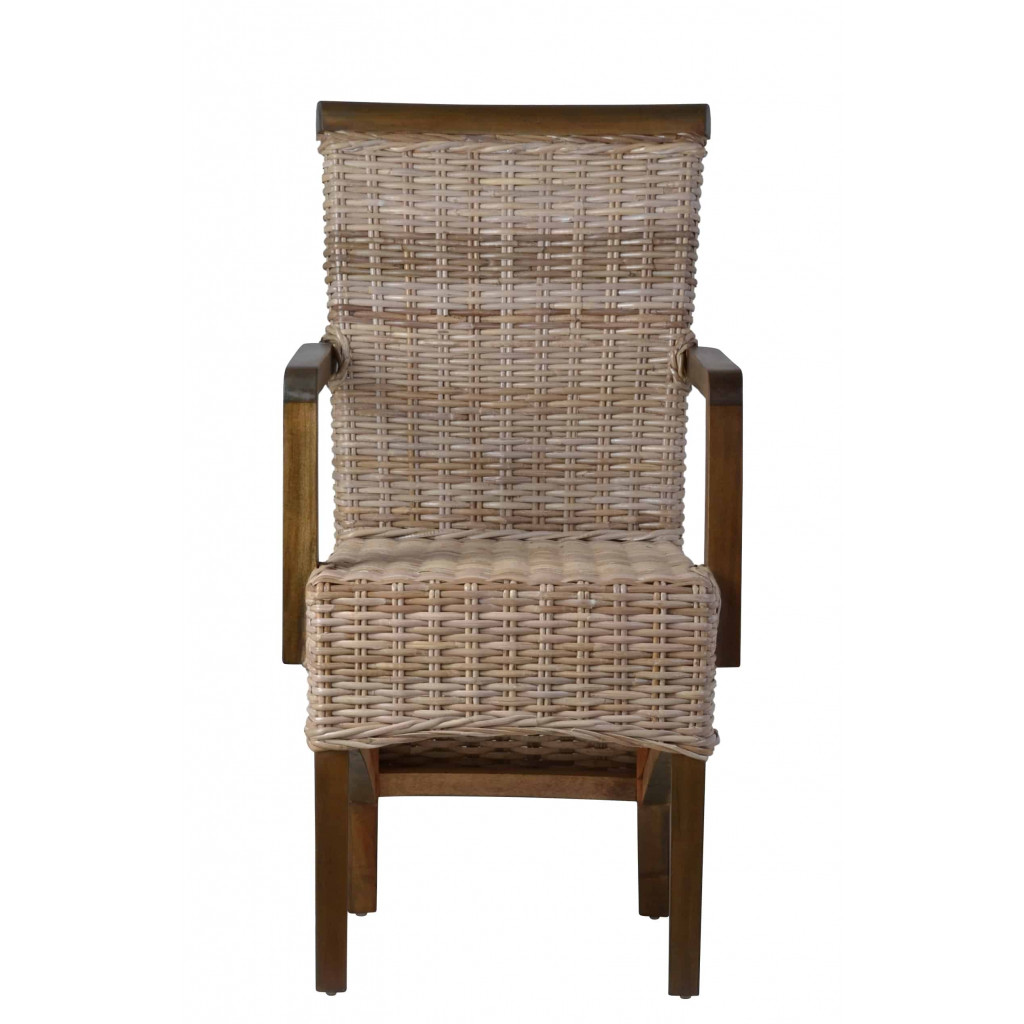 Armlehnstuhl Rattan Landhaus Mango Grau