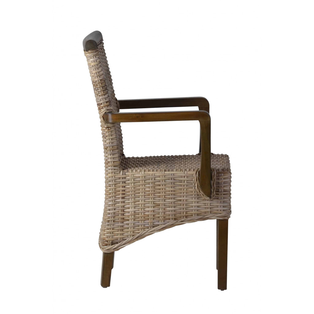 Armlehnstuhl Rattan Landhaus Mango Grau