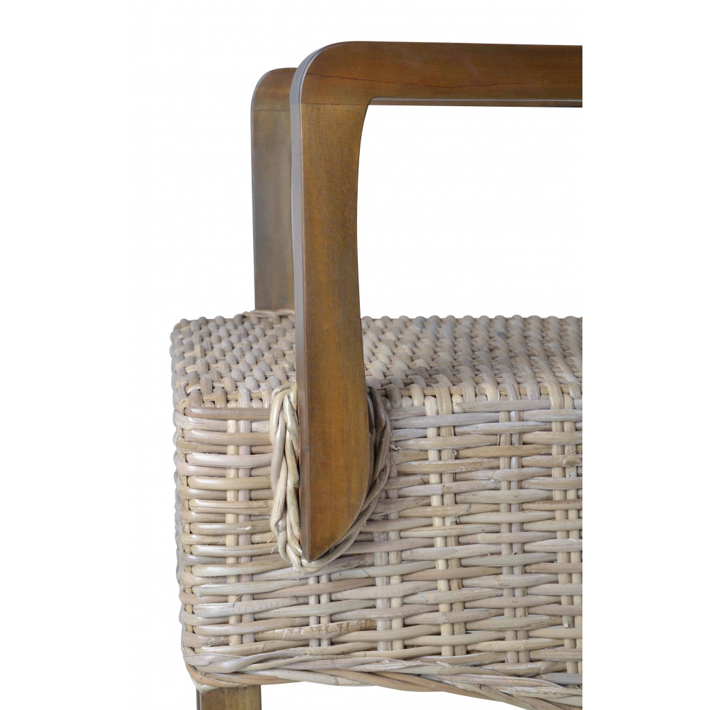 Armlehnstuhl Rattan Landhaus Mango Grau