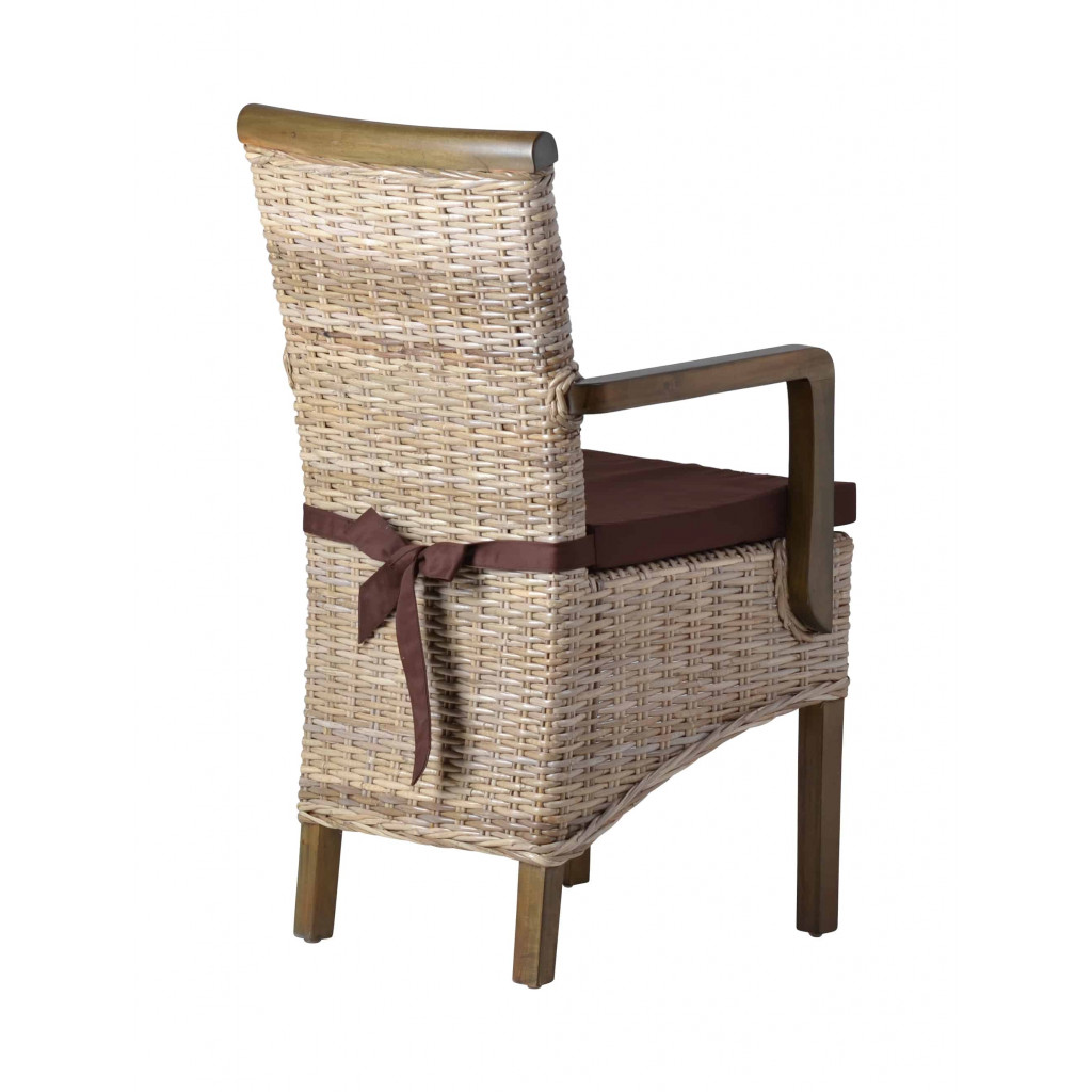 Armlehnstuhl Rattan Landhaus Mango Grau