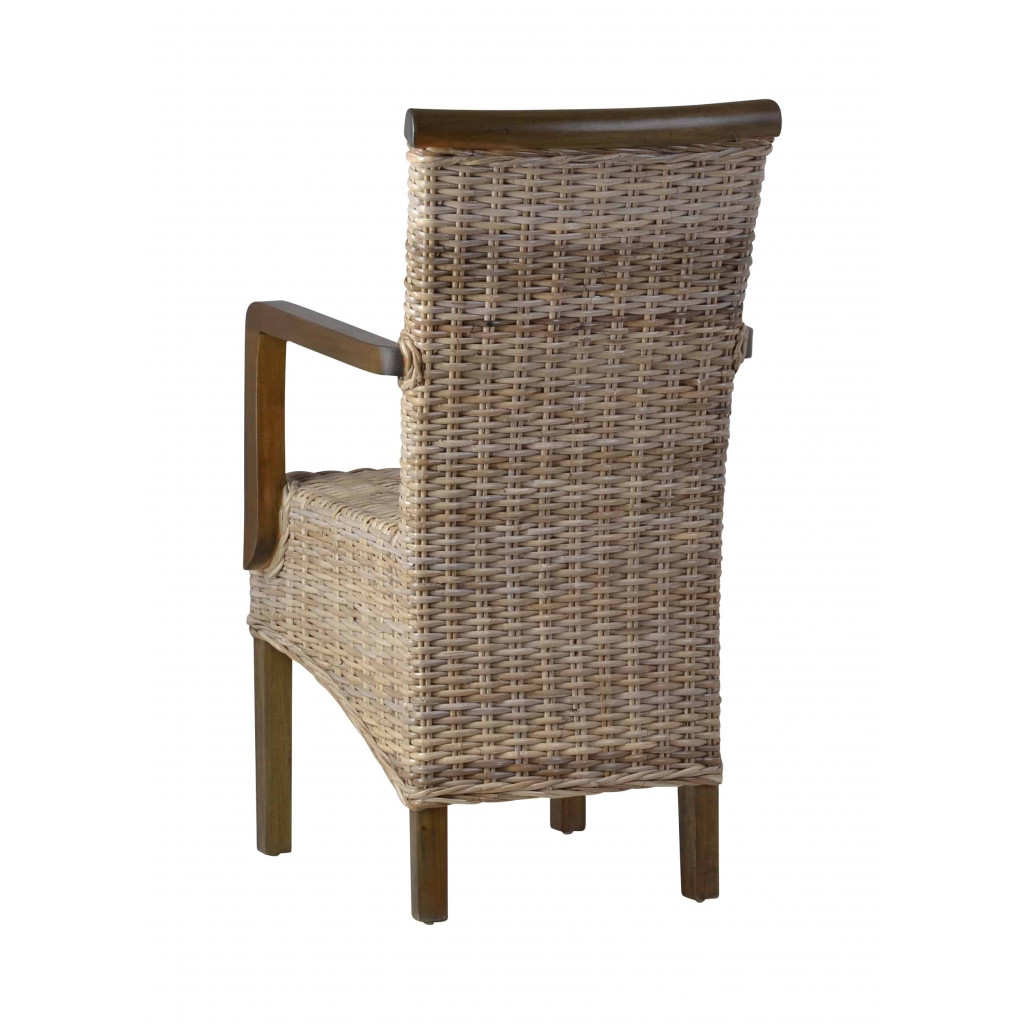 Armlehnstuhl Rattan Landhaus Mango Grau