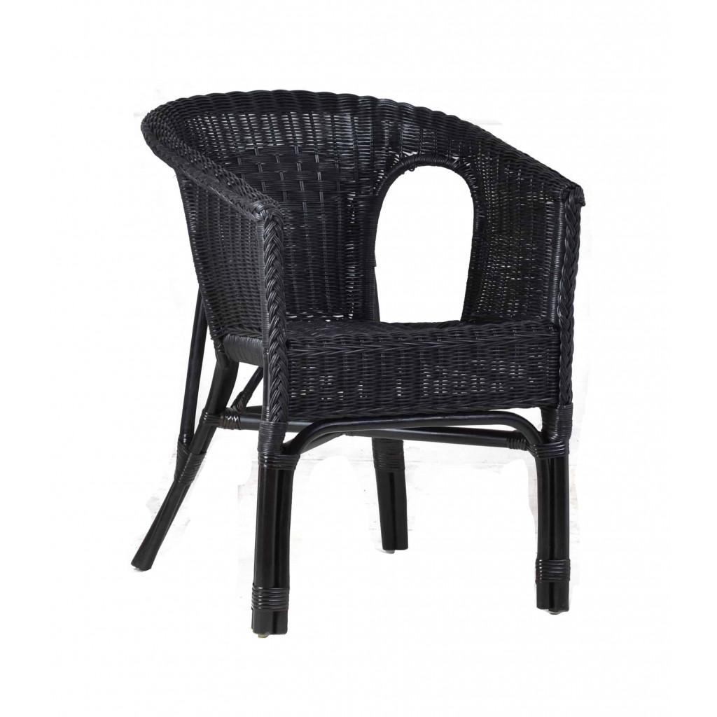 Armlehnstuhl Rattan Landhaus Schwarz