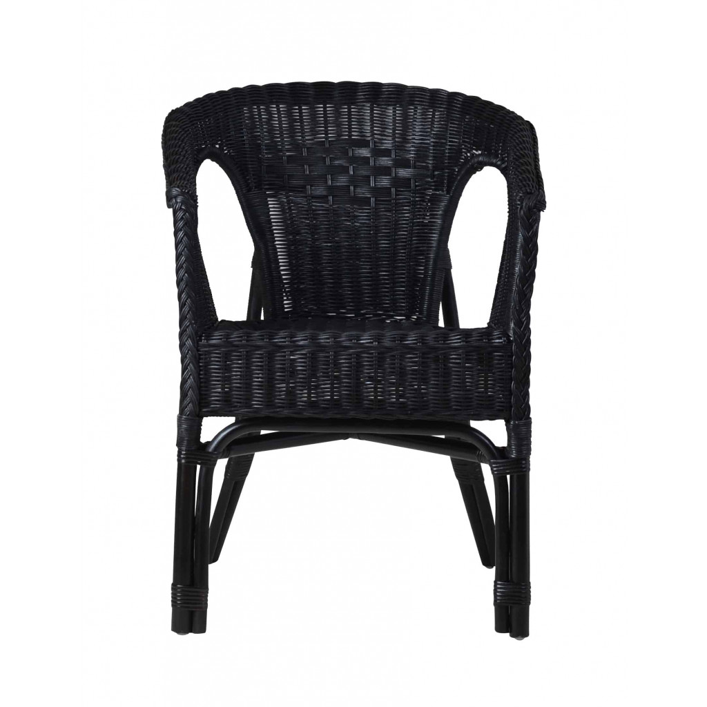 Armlehnstuhl Rattan Landhaus Schwarz