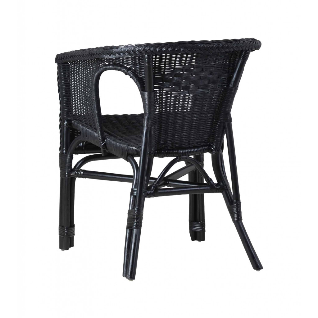 Armlehnstuhl Rattan Landhaus Schwarz