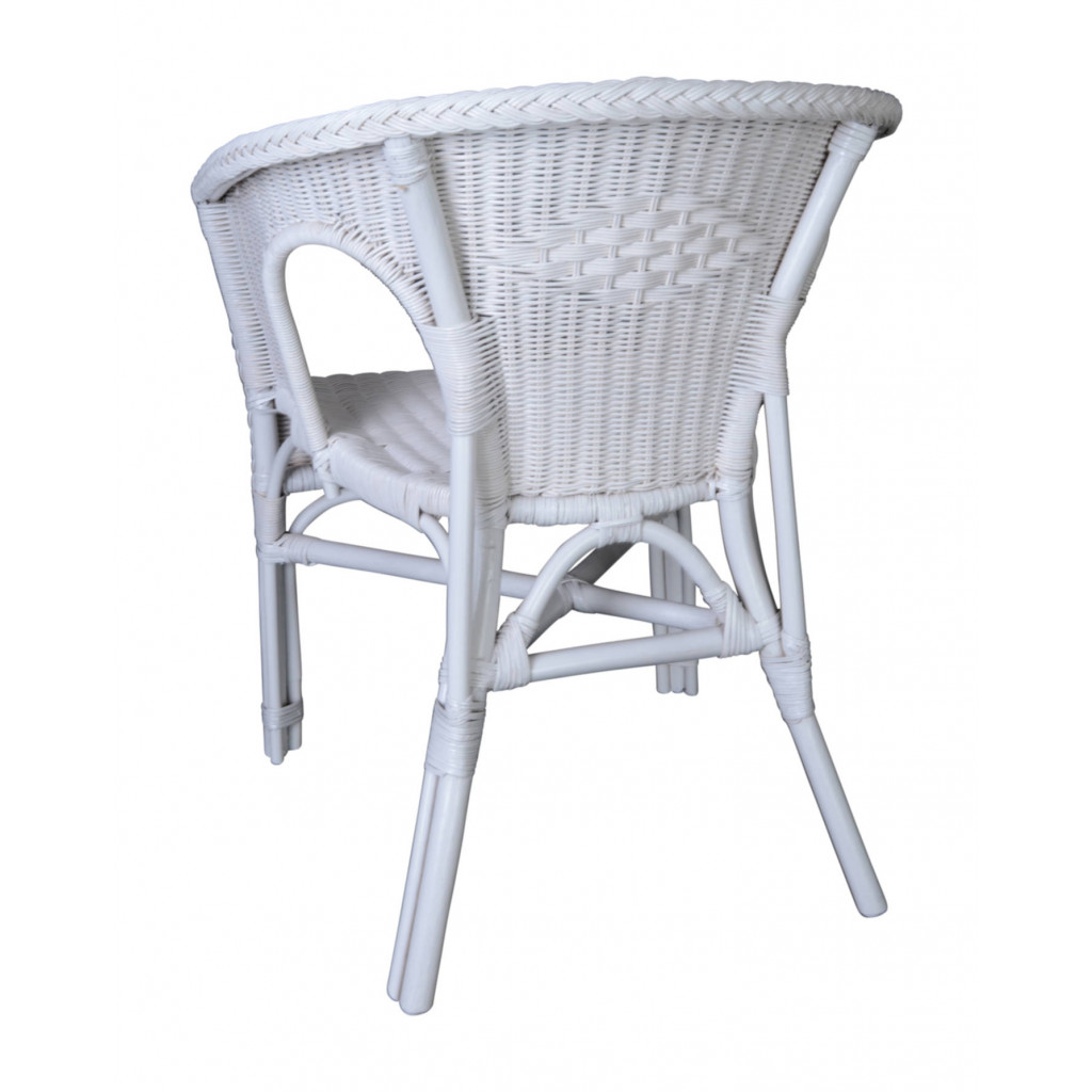 Armlehnstuhl Rattan Landhaus Weiß