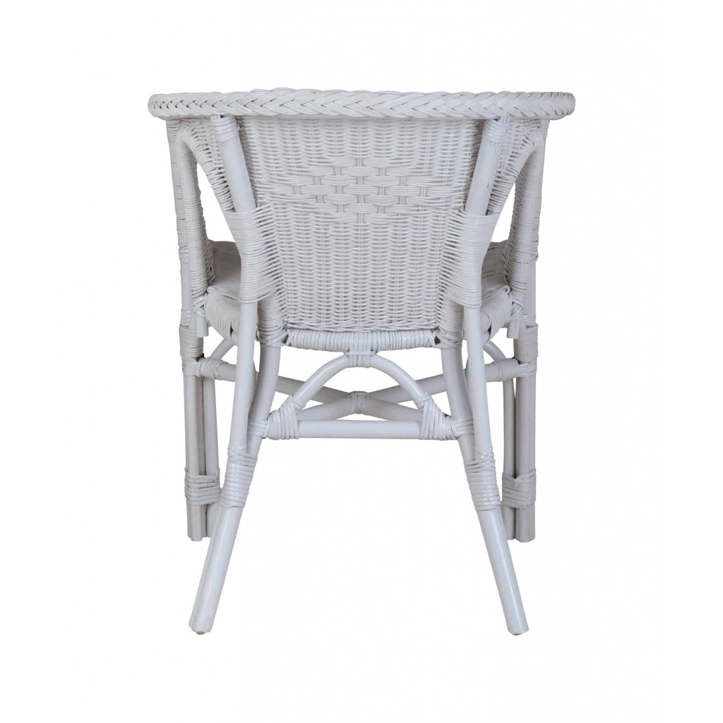 Armlehnstuhl Rattan Landhaus Weiß
