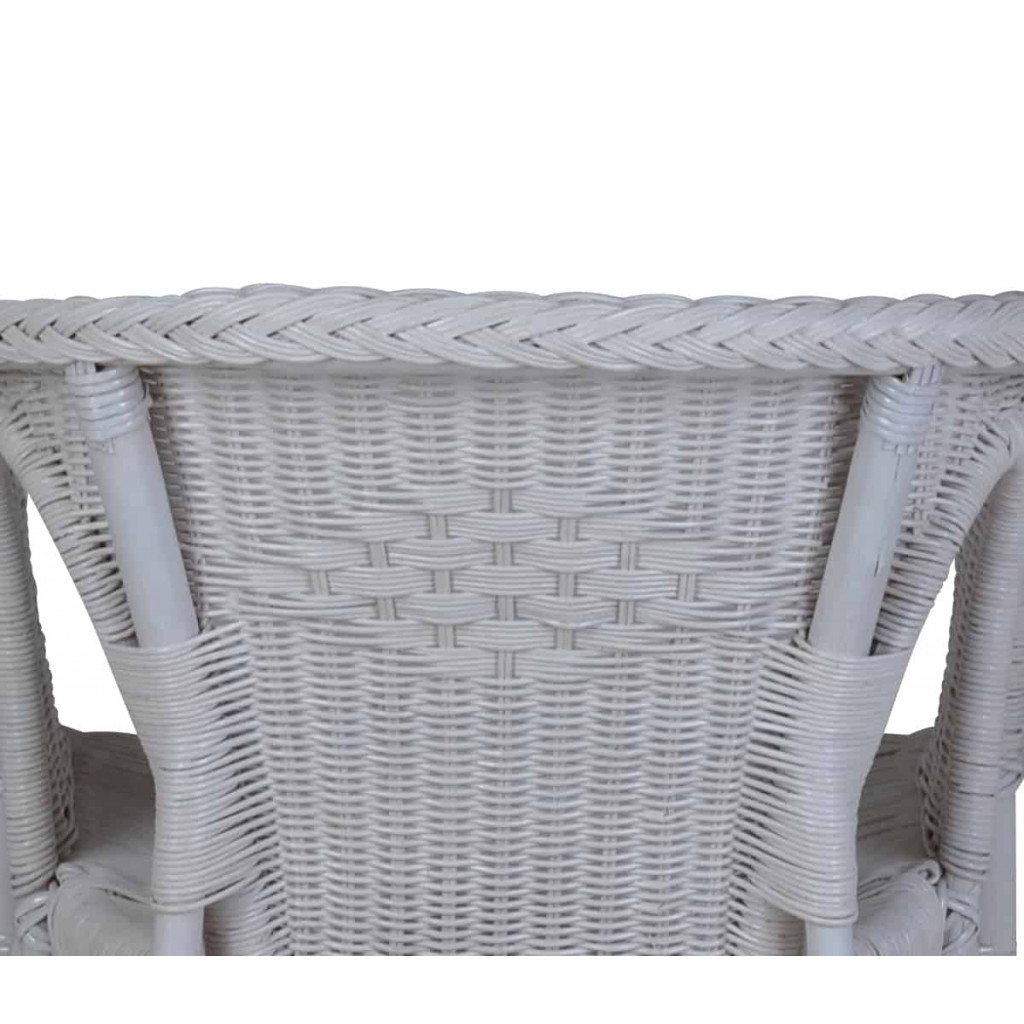 Armlehnstuhl Rattan Landhaus Weiß