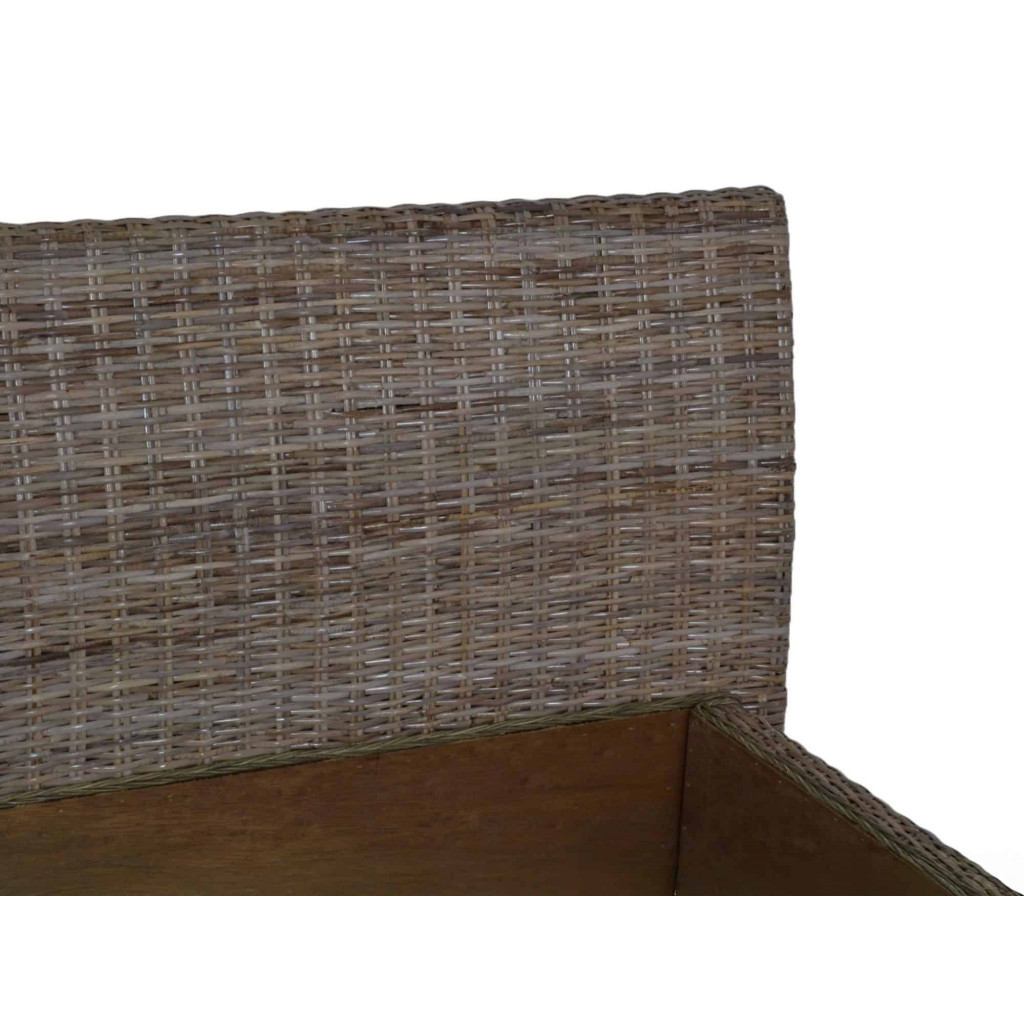 Bett  Modern Massivholz Rattan Mahagoni Kubu-grau