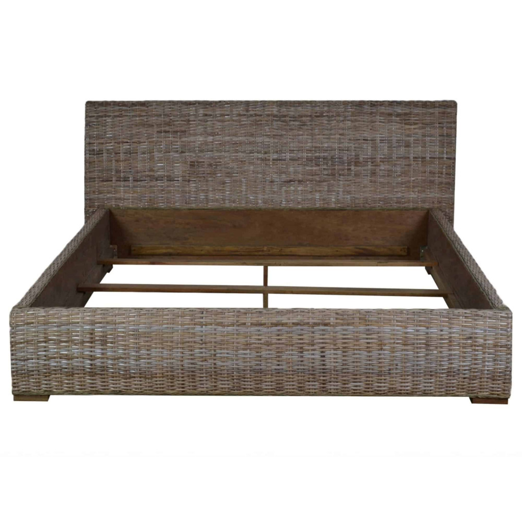 Bett  Modern Massivholz Rattan Mahagoni Kubu-grau