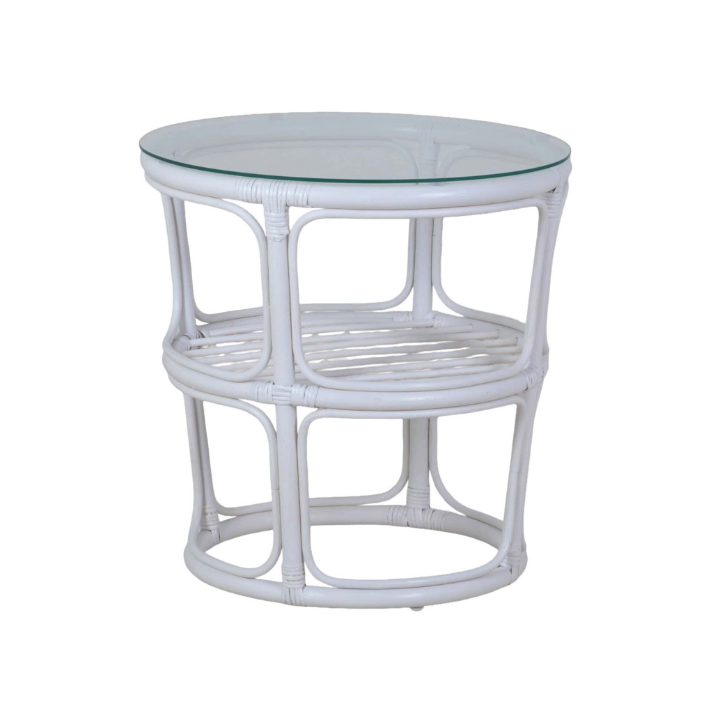 Couchtisch Rattan Landhaus Weiß