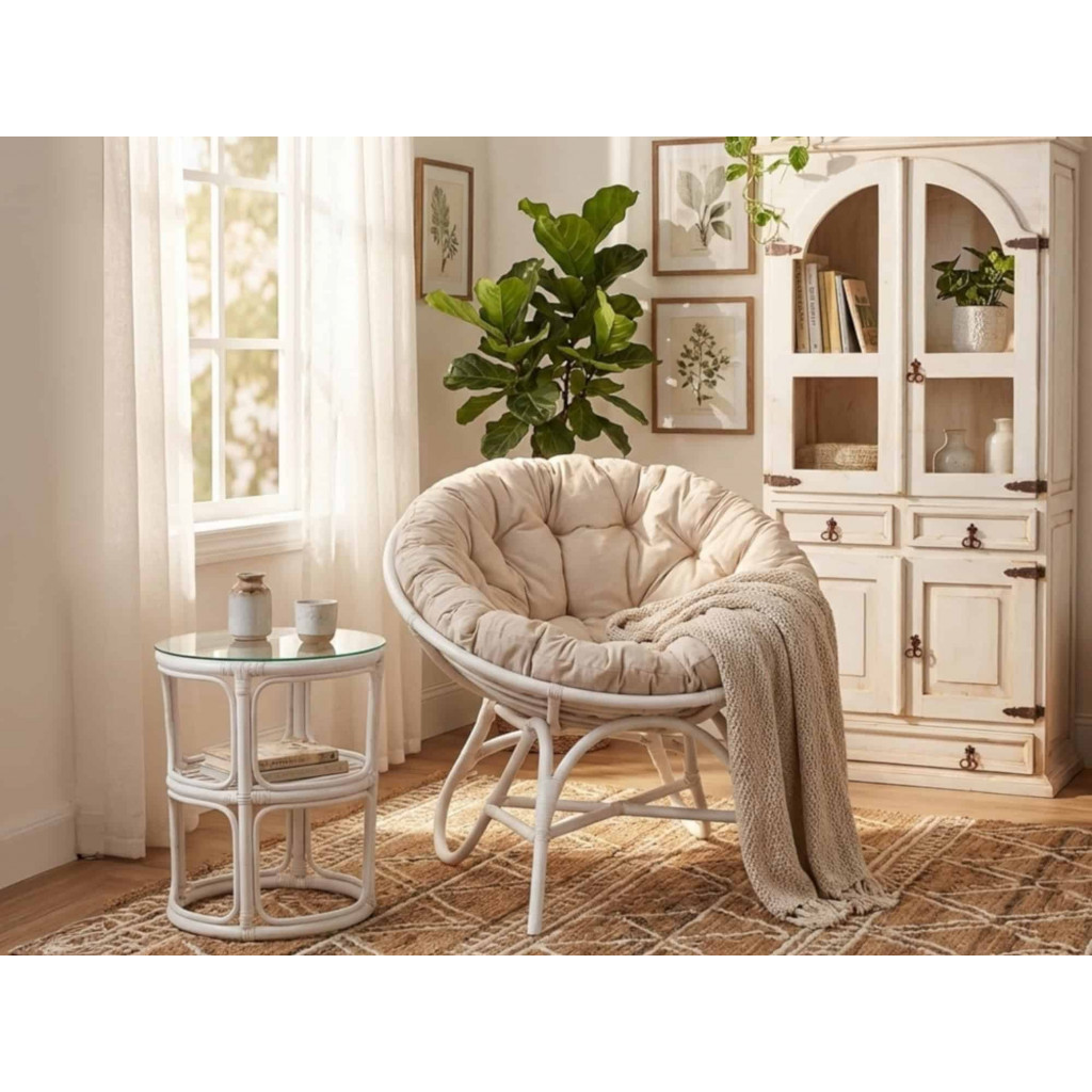 Sessel Rattan Landhaus Rattan Weiß