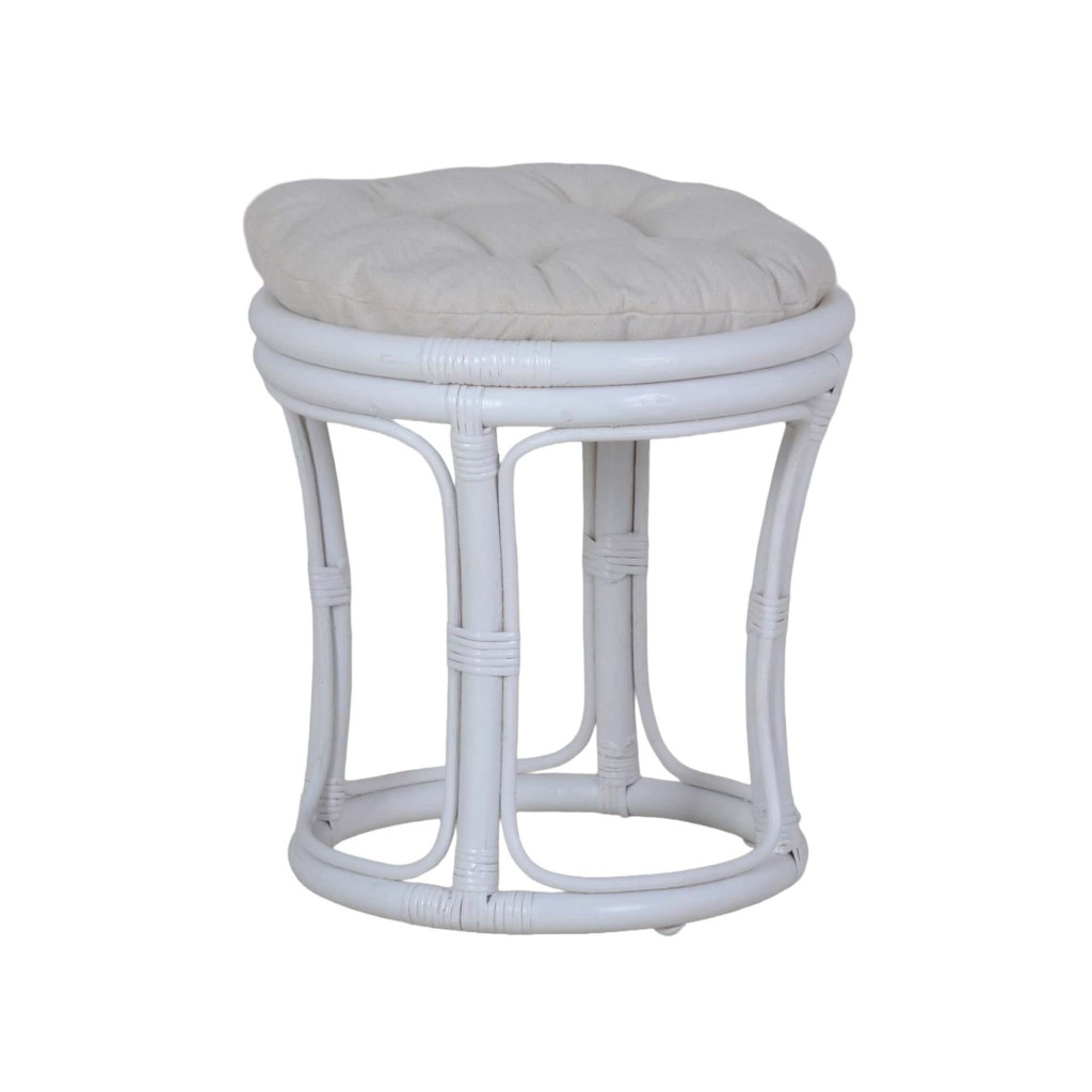 Sitzhocker Rattan Landhaus Rattan Weiß