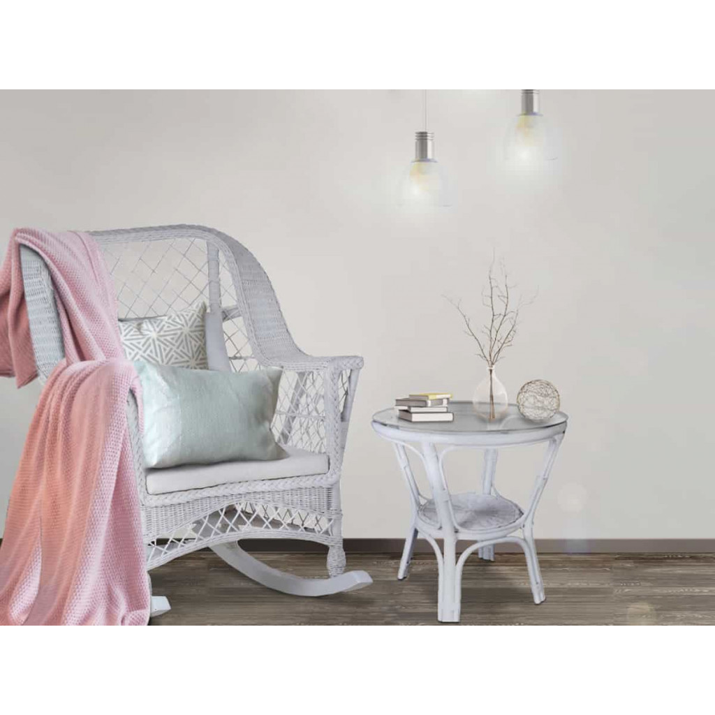 Couchtisch Rattan Landhaus Weiß