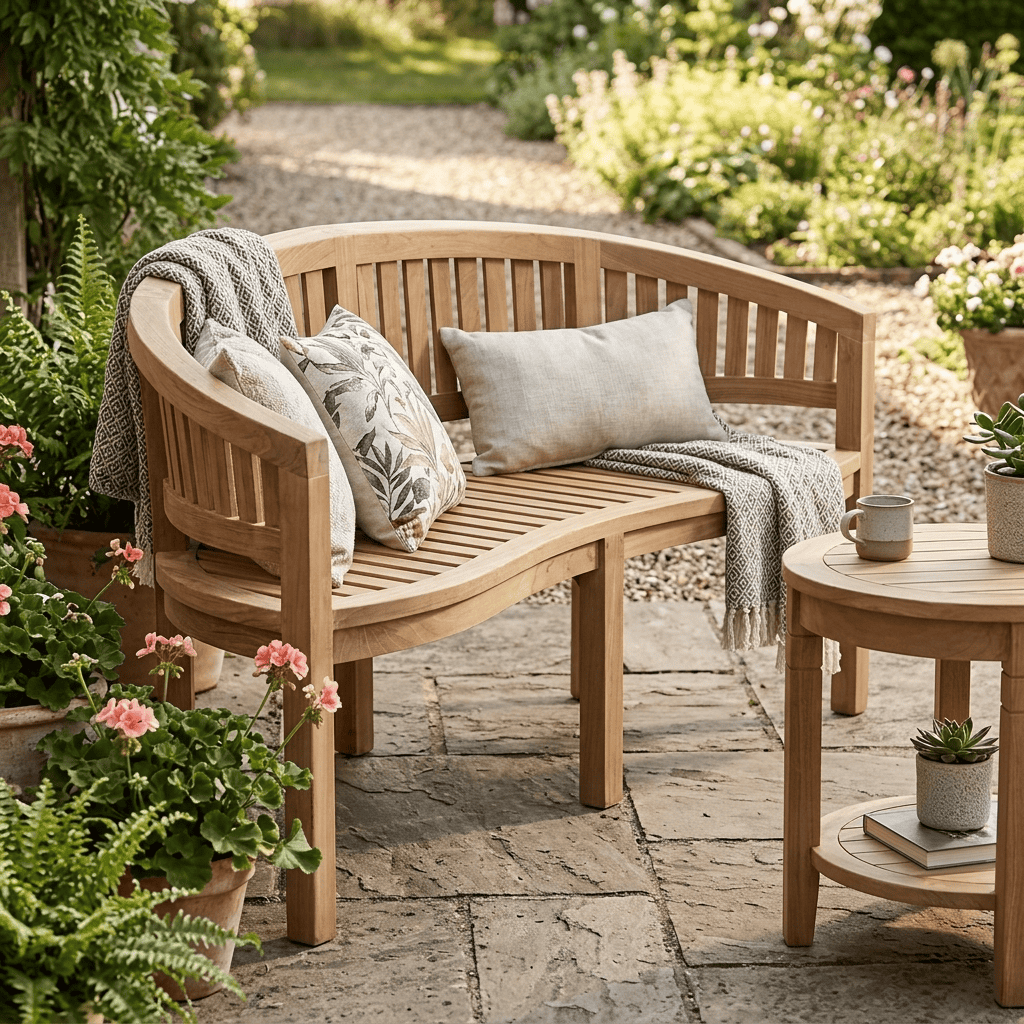 Bank  Gartenmöbel Outdoor Modern Massivholz Teak Honig