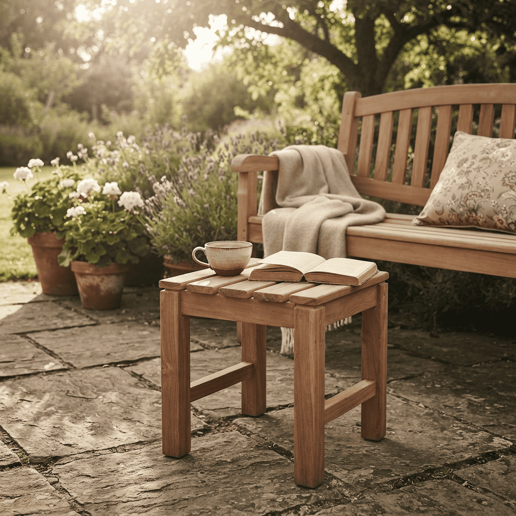 Beistelltisch  Gartenmöbel Outdoor Modern Teak Honig