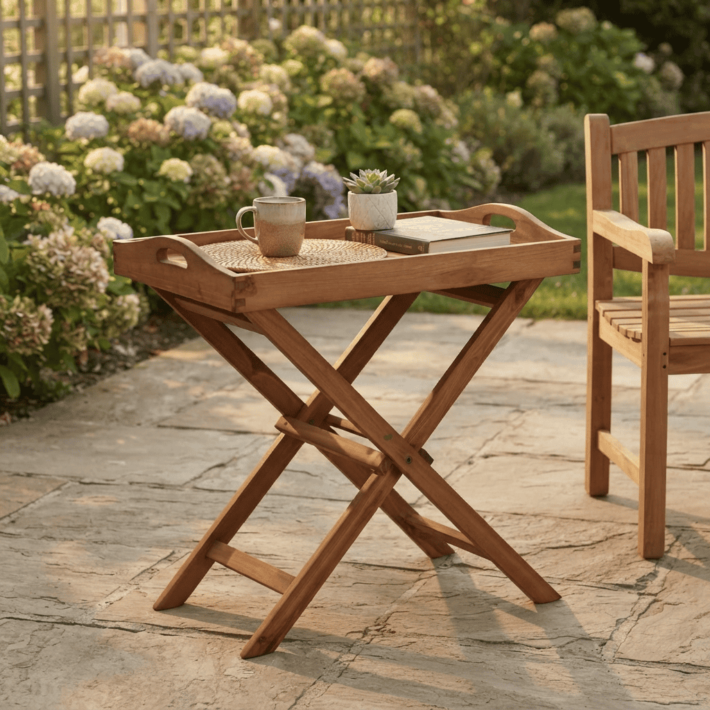 Gartentisch  Gartenmöbel Outdoor Modern Massivholz Teak Honig
