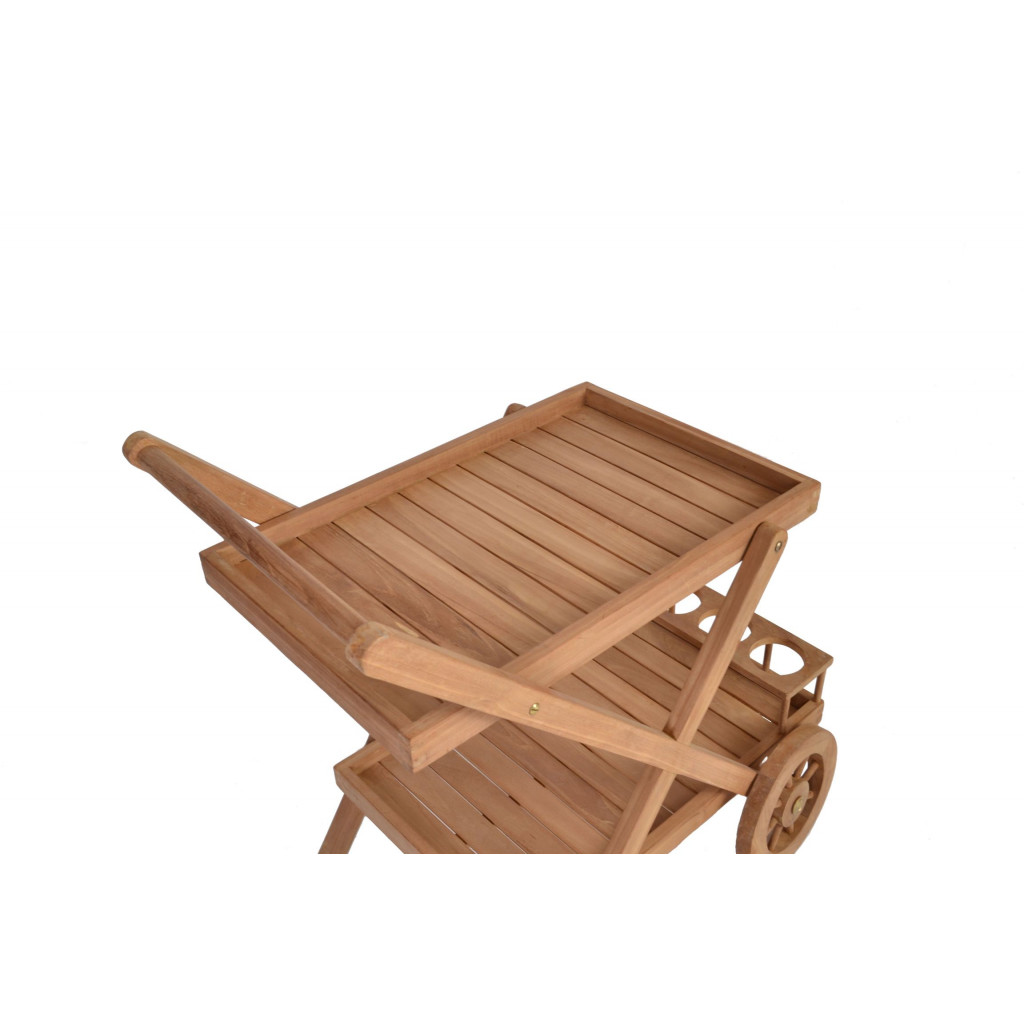 Servierwagen  Gartenmöbel Outdoor Modern Massivholz Teak Honig