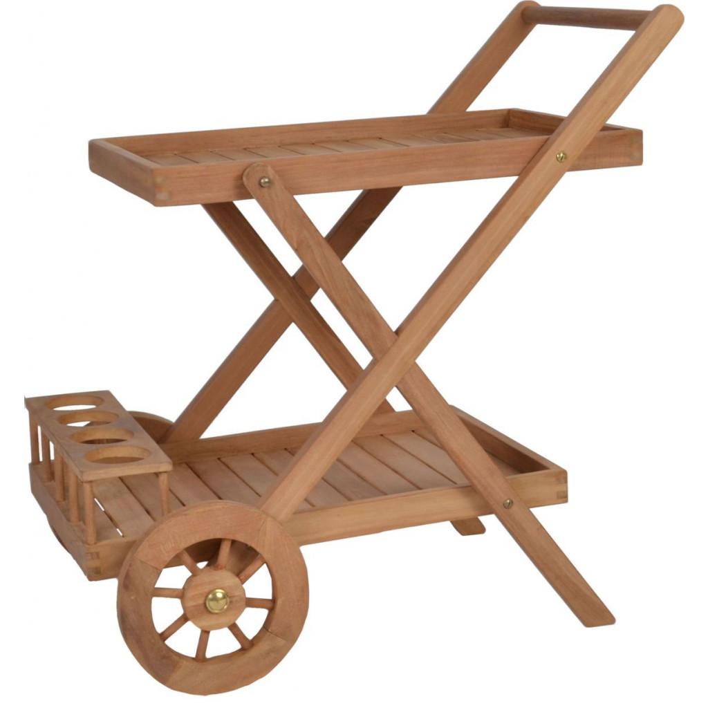 Servierwagen  Gartenmöbel Outdoor Modern Massivholz Teak Honig