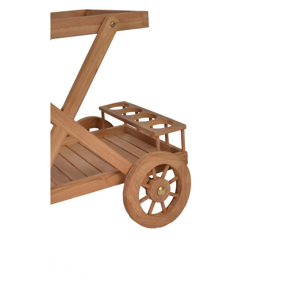Servierwagen  Gartenmöbel Outdoor Modern Massivholz Teak Honig