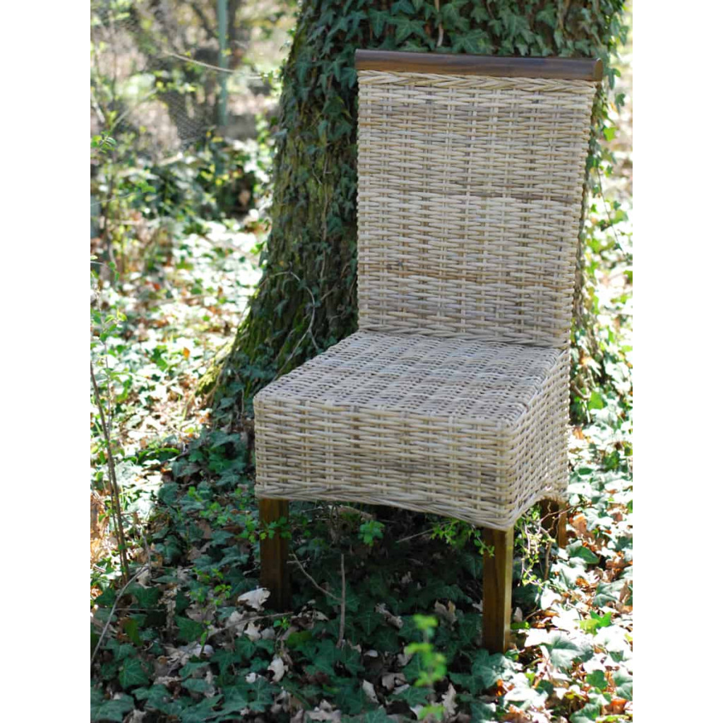 Esszimmerstuhl Rattan Landhaus Mango Grau